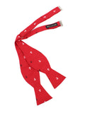 Peluche Anchor Print Red Open Bow Tie & Pocket Square Set for Men