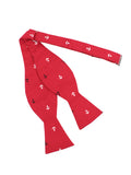 Peluche Anchor Print Red Open Bow Tie & Pocket Square Set for Men