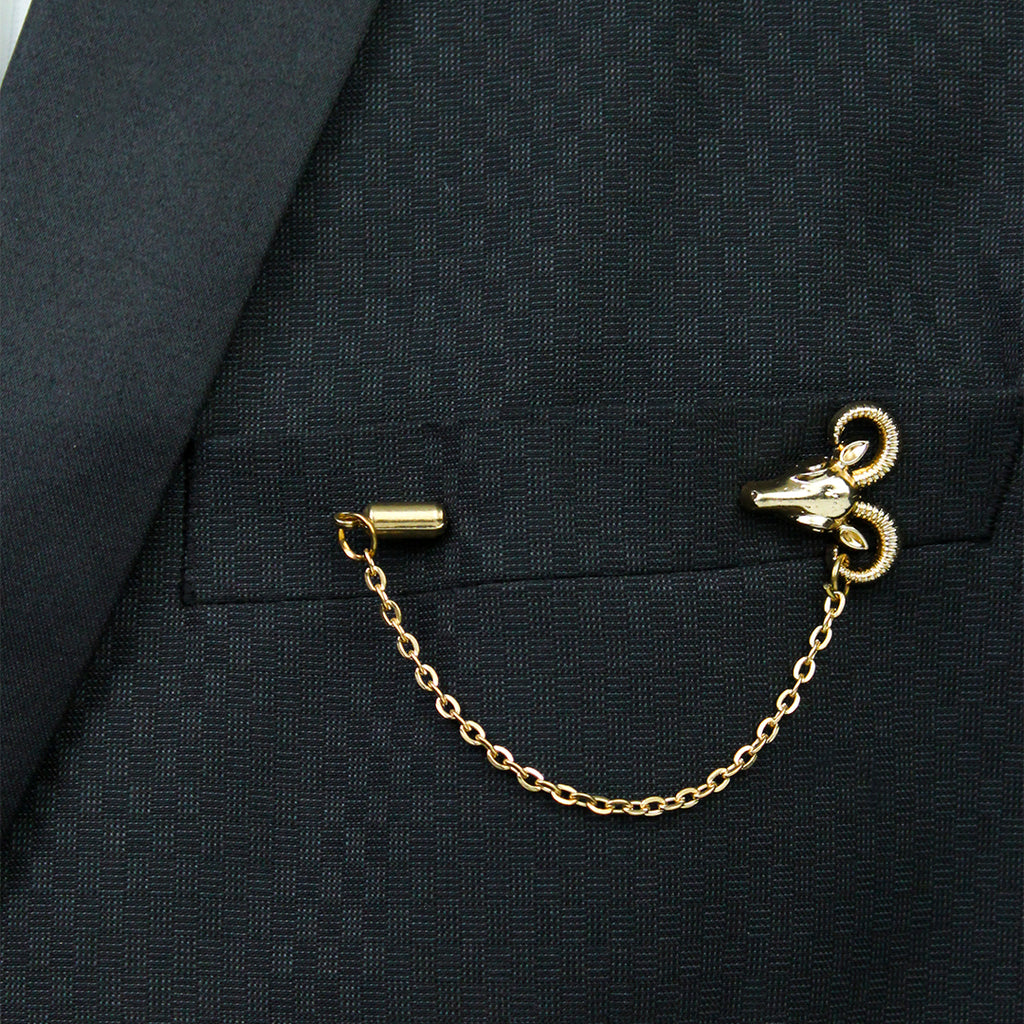 Buy Heady Ram Golden Colored Brooch Lapel Pin for Men Genuine