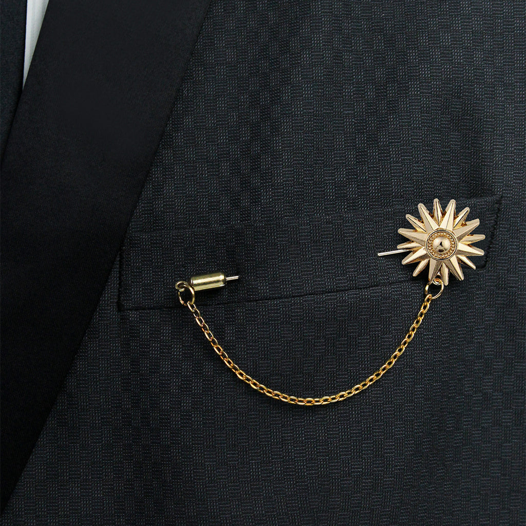 Buy Polished Golden Colored Brooch Lapel Pin for Men Genuine
