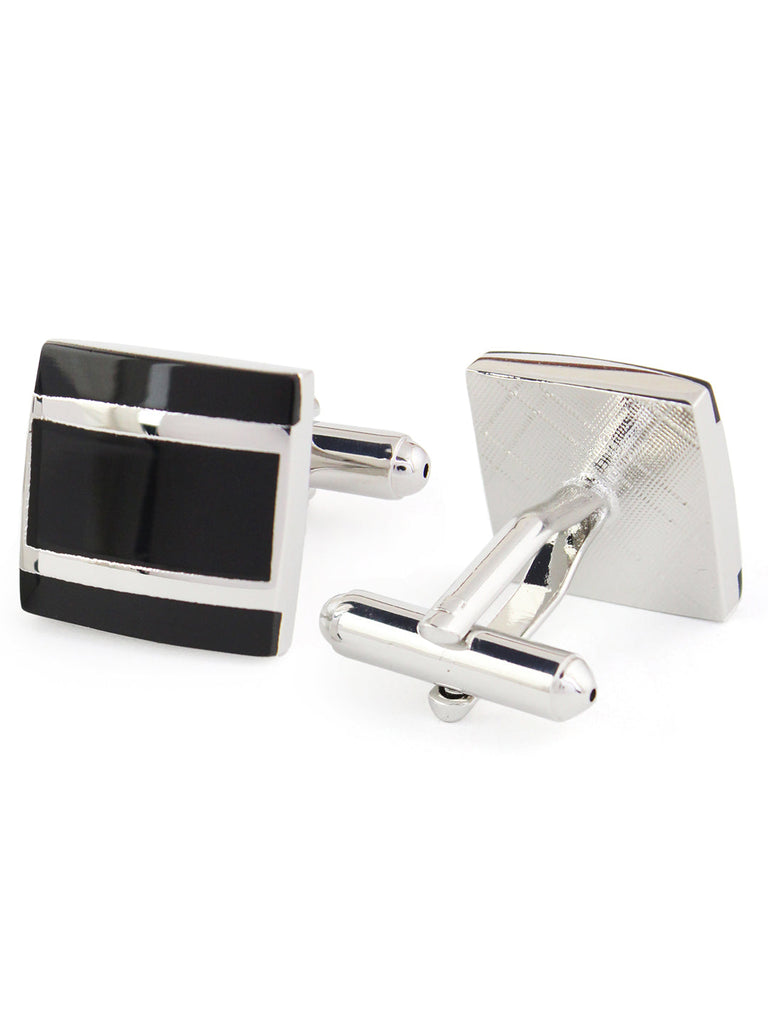 Buy Peluche Designer Black Onyx Stone Studded Cufflinks for Men