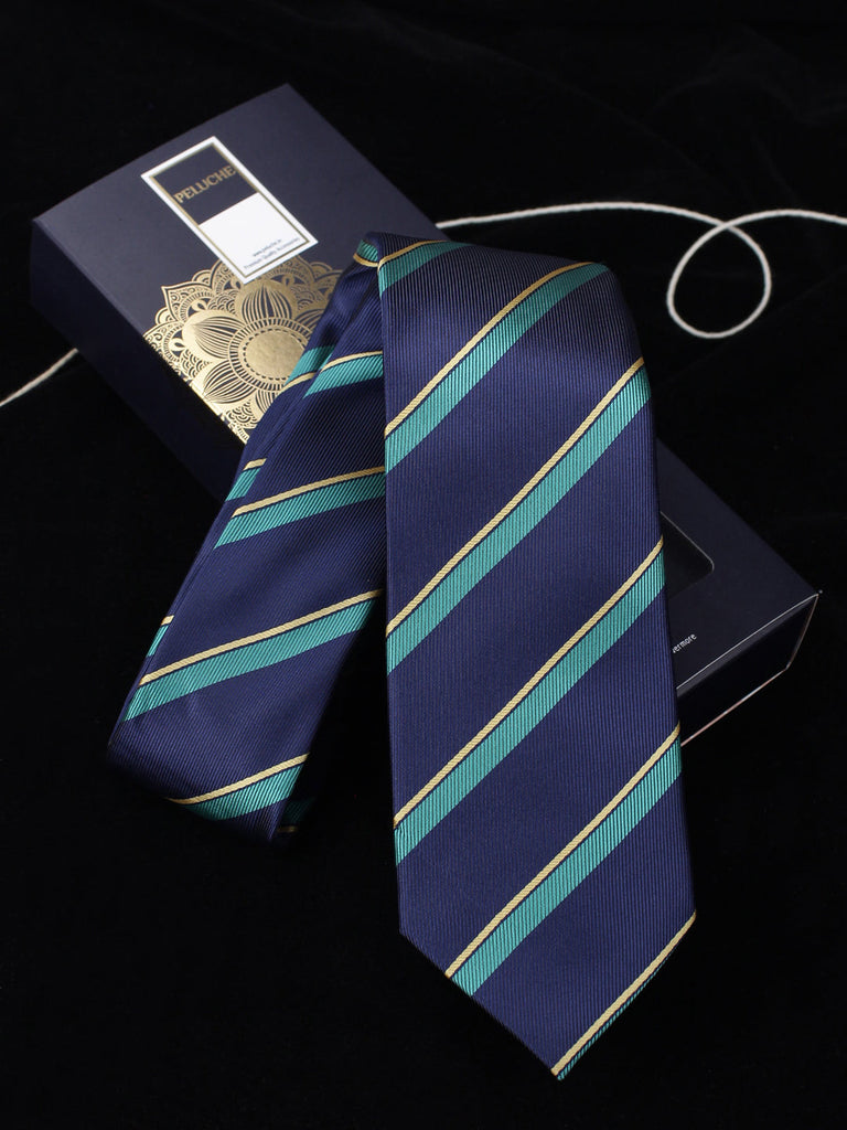 Peluche Gracious Striped Navy Blue Neck Tie For Men