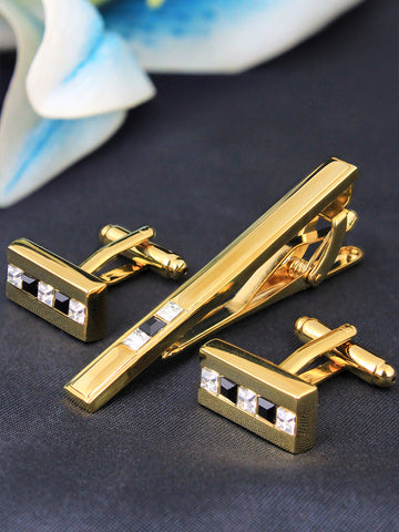 Peluche The Bling Bar Golden Cufflinks and Tie Pin Set