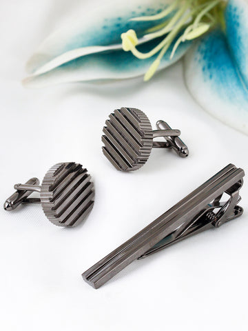 Peluche The Striped Rust Cufflink and Tie Pin Set