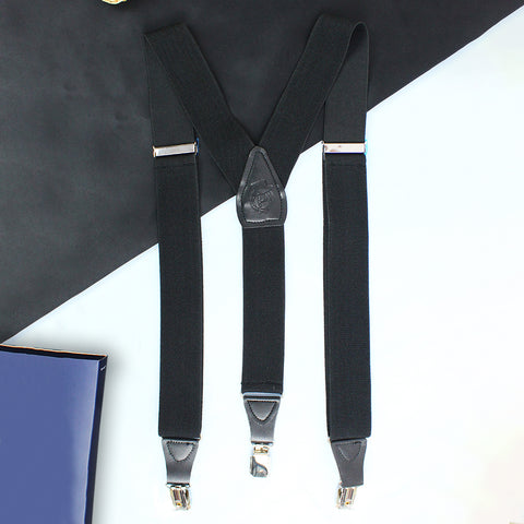 Peluche Solid Black Suspender for Men