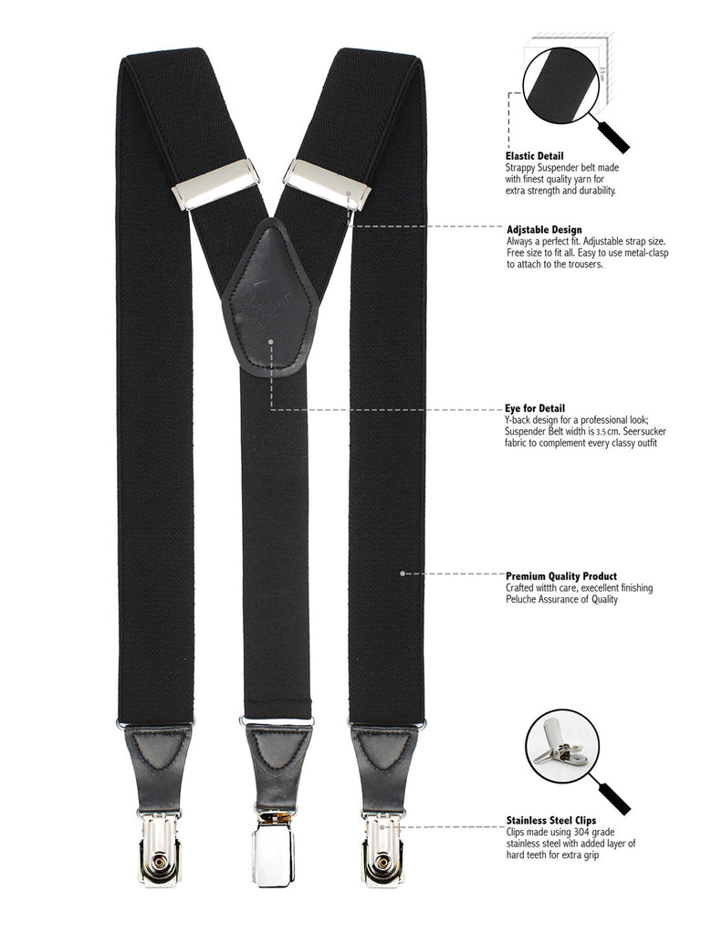 Buy Peluche Solid Black Suspender for Men online @ www