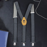 Peluche Designer Cut Black Suspender for Men