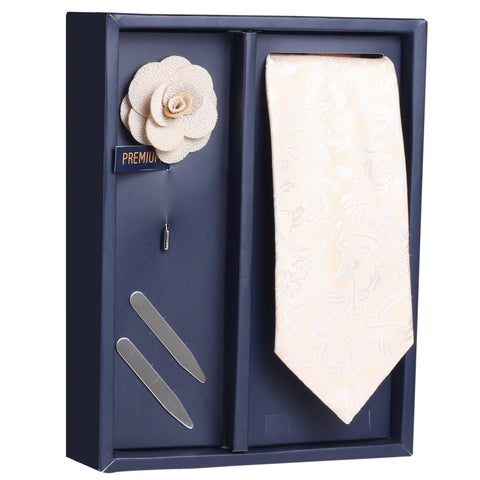 The Exotic Blue Gift Box Includes 1 Neck Tie, 1 Brooch & 1 Pair of Collar Stays for Men | Genuine Branded Product from Peluche.in