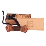 Peluche Designer Brown Wooden Bow Tie For Men