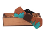 Peluche Designer Green And Brown Wooden Bow Tie For Men