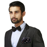 Peluche Tiny Flowers Navy Blue and Pink Colored Pocket Square for Men