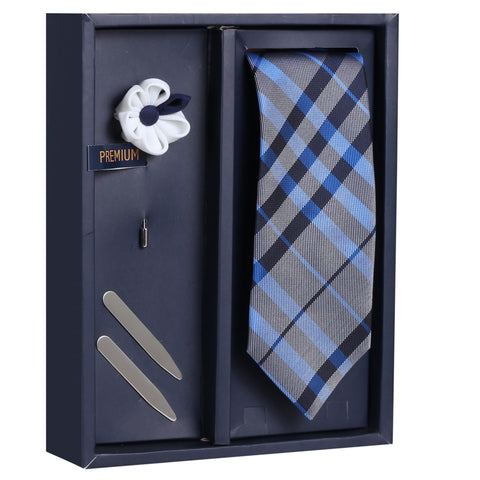 The Brawny Fetcher Gift Box Includes 1 Neck Tie, 1 Brooch & 1 Pair of Collar Stays for Men | Genuine Branded Product from Peluche.in