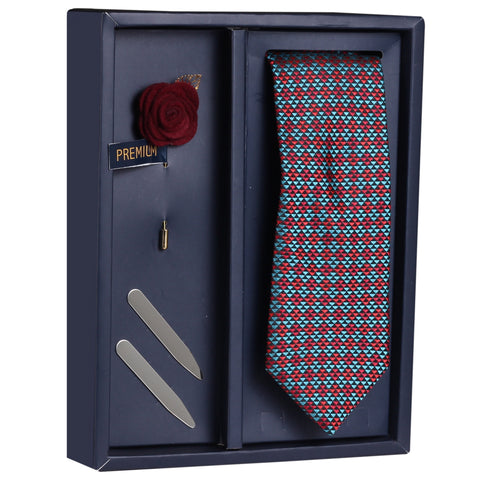 The Titian Shot Gift Box Includes 1 Neck Tie, 1 Brooch & 1 Pair of Collar Stays for Men | Genuine Branded Product from Peluche.in