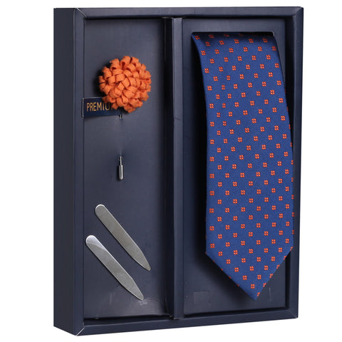 The Calico  Gift Box Includes 1 Neck Tie, 1 Brooch & 1 Pair of Collar Stays for Men | Genuine Branded Product from Peluche.in