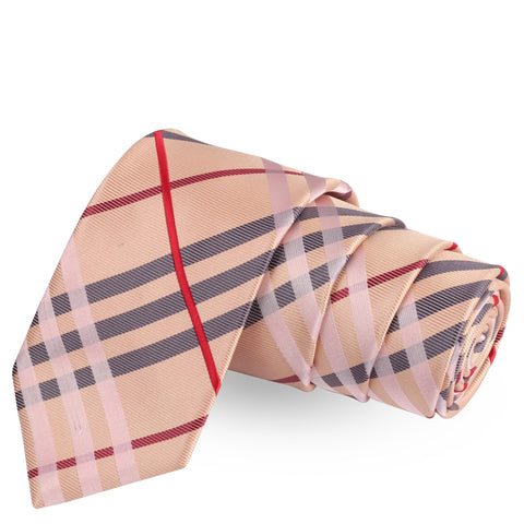 Magnificent Stripes Beige Colored Microfiber Necktie For Men | Genuine Branded Product  from Peluche.in