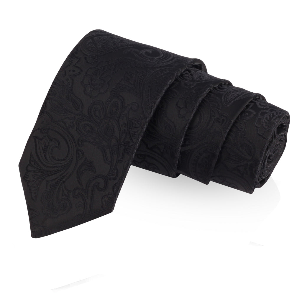 Buy The Black Spike Black Colored Microfiber Necktie For Men