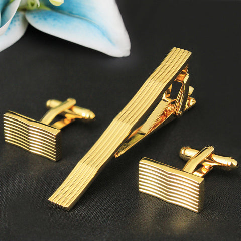 Peluche Curves to Kill - Silver Cufflinks and Tie Pin Set Brass