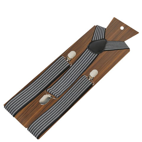 Sharp Striped Black Coloured 3.5cm strap width suspender for men | Genuine Branded Product Elastic