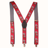 Peluche Floral Print Red Suspender for Men
