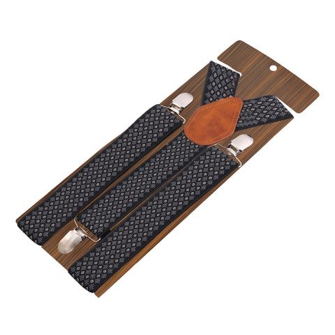 Designer Cut Black Coloured 3cm Strap Width Suspender For Men | Genuine Branded Product Elastic