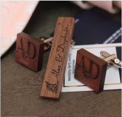 Personalised Wooden Cufflinks and Tiepins for Men | Gifts for men