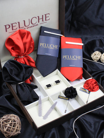 Peluche Solid Black & Red 10 Pcs Premium Gift Box
