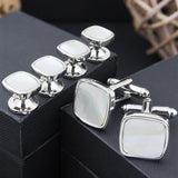 Peluche Mother of Pearls Studded Cufflinks and Shirt Studs Set