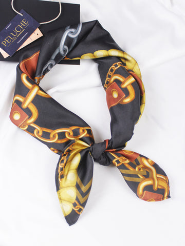 Peluche Ornate Chain Black colored Neckerchief for Men