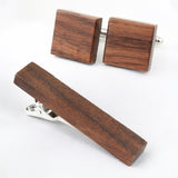 Peluche Natural Walnut Wood Cufflinks and Tiepin Set