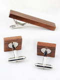 Peluche Natural Walnut Wood Cufflinks and Tiepin Set