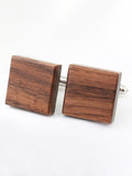 Peluche Natural Walnut Wood Cufflinks and Tiepin Set