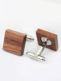 Peluche Natural Walnut Wood Cufflinks and Tiepin Set