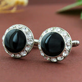 Peluche - Black Beauty - Black, Silver - Cufflinks - Brass, Enamel, Stone