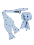 Peluche Anchor Print Sky blue Open Bow Tie & Pocket Square Set for Men