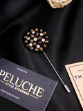 Peluche Stone Flower Brown Brooch for Men