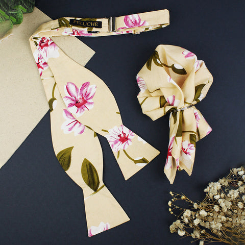 Open Bow Tie and Pocket Square Set for Men