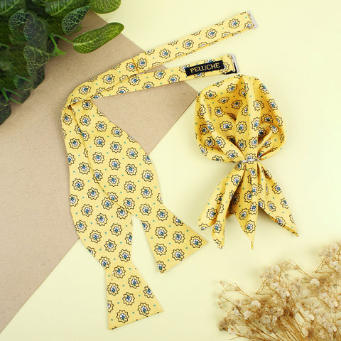 Open Bow Tie and Pocket Square Set for Men