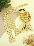 Peluche Micro Floral Dynasty Yellow Open Bow Tie & Pocket Square Set for Men