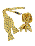 Peluche Micro Floral Dynasty Yellow Open Bow Tie & Pocket Square Set for Men