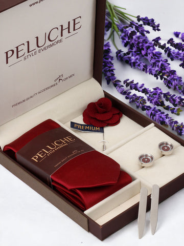 Roulette Wheel Gift Box Includes 1 Neck Tie, 1 Brooch, 1 Pair of Cufflinks and 1 Pair of Collar Stays for Men | Genuine Branded Product from Peluche.in