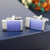 Peluche Eleganza - Blue Cufflinks Brass, Stone Studded, Culture Stone, Blue Onyx Stone