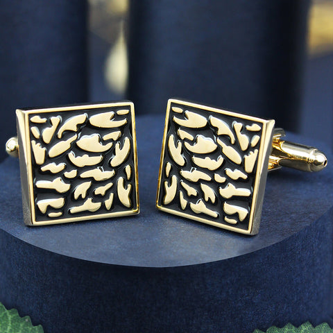 Peluche Golden Leopard - Cufflinks Brass, Enamel