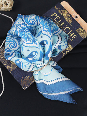 Peluche Bloom Mode Teal Blue Pocket Square For Men