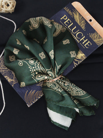 Peluche Paisley Luxe Green Pocket Square For Men