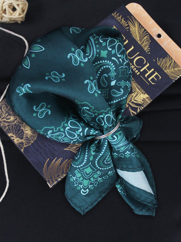 Peluche Imperial Paisley Dark Green Pocket Square For Men