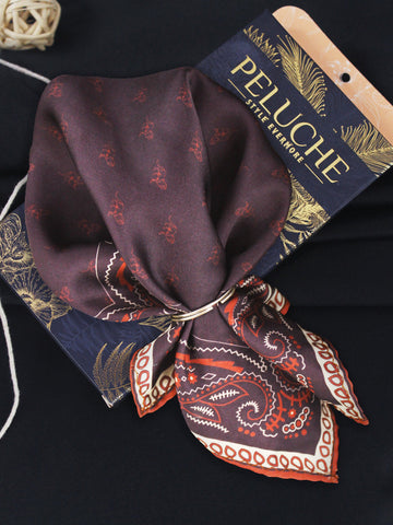 Peluche Paisley Luxe Brown Pocket Square For Men