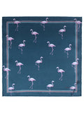 Peluche Flamingo Bloom Navy Blue Pocket Square For Men