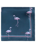 Peluche Flamingo Bloom Navy Blue Pocket Square For Men