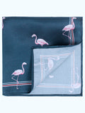 Peluche Flamingo Bloom Navy Blue Pocket Square For Men