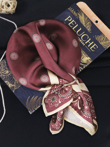 Peluche Petal Fold Burgundy Pocket Square For Men